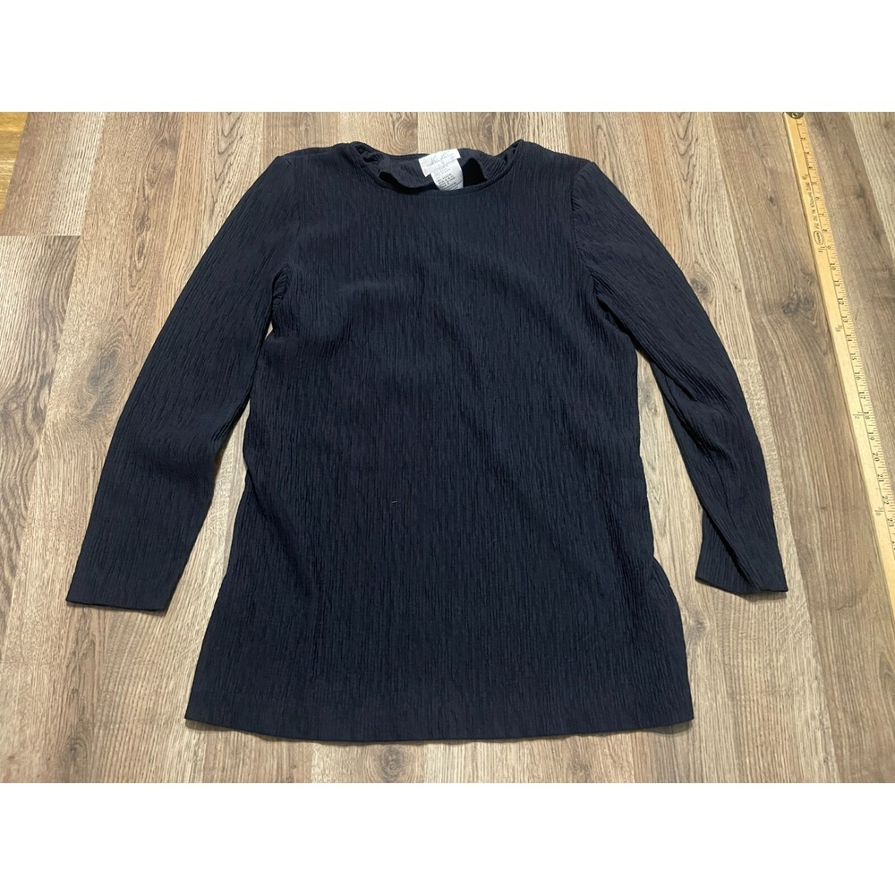 Kathie Lee Shirt, Women's Size Large, Black, Long Sleeve, Textured